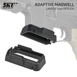 【 5KU 製 】GBB M4シリーズ対応 LANCERタイプ アダプティブ マグウェル 2ピース アルミCNC アルマイト仕上げ / BK(ブラック)