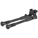 【 E&C 製 】20mmレール 対応 折り畳み式 タクティカルバイポッド 伸縮機能付き アルミ製 二脚 / BK(ブラック)