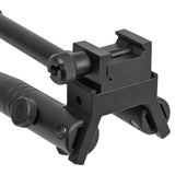 【 E&C 製 】20mmレール 対応 折り畳み式 タクティカルバイポッド 伸縮機能付き アルミ製 二脚 / BK(ブラック)