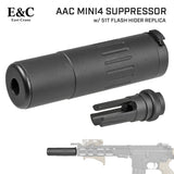 【 E&C 製 】 14mm 逆ネジ 対応 AAC Mini4 サプレッサー サイレンサー & 51T フラッシュハイダー セット レプリカ アルミ合金製