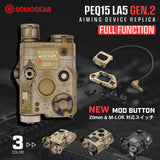 ★2023年新型 ModButton付き★【 SOMOGEAR製 】AN/PEQ-15 LA5 ATPIAL フルファンクション (REDレーザー/IRレーザー/ホワイトLED) レプリカ ゼロイン可能 PA66強化樹脂製