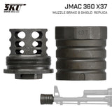 【 5KU 製 】14mm逆ネジ 対応 JMAC 360 X37 AK マズルブレーキ ＆ ブラストシールド セット レプリカ スチールCNC