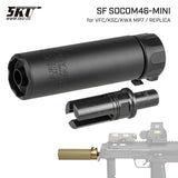 【 5KU 製 】VFC/KSC/KWA MP7シリーズ専用 SUREFIRE SOCOM46-MINI サプレッサー ＆ 12mm正ネジ フラッシュハイダー レプリカセット アルミ＆スチール