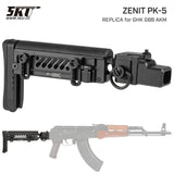 【 5KU 製 】GHK GBB AKM V2対応 Zenit PT-5 AKストック レプリカ 伸縮＆折り畳み可 可変チークパッド付 アルミ＆ラバー BK ブラック