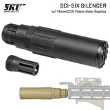 【 5KU 製 】 14mm 逆ネジ対応 SCI-SIX サイレンサー & フラッシュハイダー セット レプリカ ver.2 トレーサユニット内蔵可能 アルミ合金/スチール製