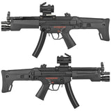 【 5KU 製 】次世代電動ガン MP5シリーズ 対応 MASADA ACR スタイル ストック & MP5ストックアダプター セット 強化ポリマー アルミCNC 7ポジション / BK(ブラック)