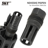 【 5KU 製 】14mm逆ネジ対応 NOVESKE PigPen フラッシュハイダー レプリカ (CGS SCI-SIX サイレンサー装着可) スチール製 刻印入り BK ブラック