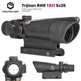 【 Evolution Gear 製 】 Trijicon TA11 ACOG 5x35 スコープ レプリカ 5倍率 光ファイバー搭載 自然発光 リアル刻印