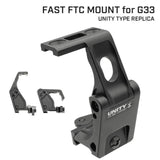 【 UNITY TACTICALタイプ 】 FAST FTC G33 Magnifier マウント レプリカ (折りたたみ可、 QDレバー付き) / BK