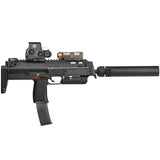 【 Angry Gun 製 】東京マルイ MP7 シリーズ対応 SD サプレッサー サイレンサー ＆ 専用フラッシュハイダー セット リアルマーキング入り 特殊部隊仕様 BK ブラック