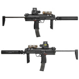 【 Angry Gun 製 】東京マルイ MP7 シリーズ対応 SD サプレッサー サイレンサー ＆ 専用フラッシュハイダー セット リアルマーキング入り 特殊部隊仕様 BK ブラック