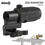 【 AIM-O 製 】EOTech G33 マグニファイア レプリカ STSマウント付き 3倍率 ブースター スコープ アルミ合金＆ラバー製