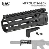 【 E&C 製 】M4 シリーズ対応 DDM4 PDW MFR XL 6" M-LOK ハンドガード レプリカ SLR MLOK MOD2 ハンドストップ付 アルミ合金製 アナダイズド硬化処理