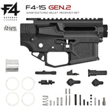 【 DYTAC 製 】 F4 Defense 正式ライセンス 東京マルイ GBB M4 対応 F4-15 Gen.2 レシーバー セット 6061アルミ合金 ( アッパー ＆ ロア フレーム ) [ F4-REC-MWS-G2-BK ]