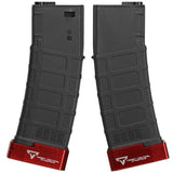 【 CYMA 製 】 電動ガン M4対応 MAGPULタイプ PMAG 220連 ポリマーマガジン & TTI 正式ライセンス ベースパッド セット BK/RED