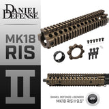★東京マルイ M4シリーズ対応★【 MADBULL製 】 Daniel Defense 正式ライセンス MK18 RIS II 9.5インチ レイルハンドガード パッケージ無し / FDE(フラットダークアース)