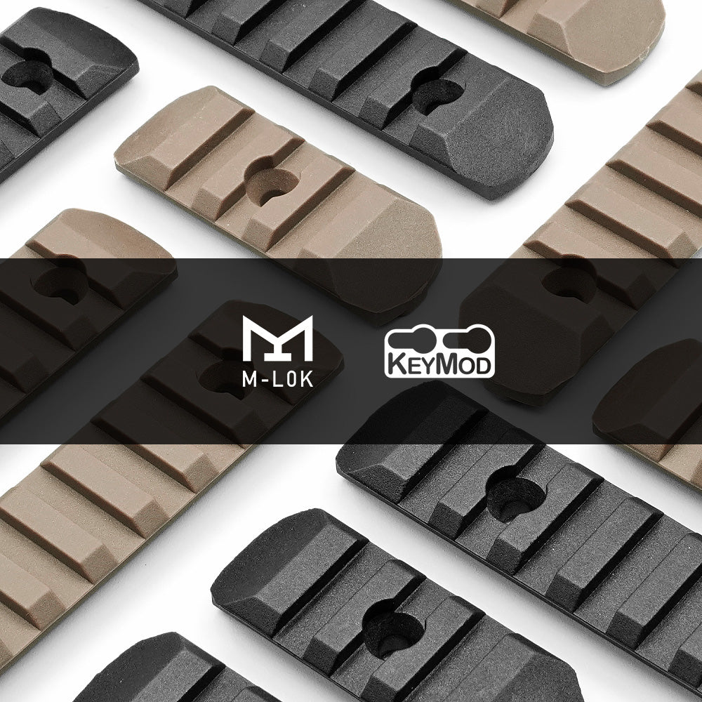 MP製】 M-LOK & KEYMOD 両方対応 20mm レイルセクション 6種6枚セット