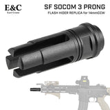 【 E&C 製 】 14mm 逆ネジ 対応 SUREFIRE SOCOM 3Prong フラッシュハイダー レプリカ アルミ合金製 SF3P