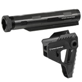 【 E&C 製 】電動ガン M4 / M16 シリーズ対応 SI ピットストック & レシーバーエクステンション セット レプリカ CNCアルミ合金製 BK ブラック