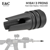 【 E&C 製 】 14mm逆ネジ 対応 M16A1 3プロング フラッシュハイダー チューリップハイダー レプリカ アルミ合金製 XM16E1 M602 ベトナム / BK ブラック