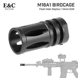 【 E&C 製 】 14mm 逆ネジ 対応 M16A1 バードケージ フラッシュハイダー レプリカ 6ポート アルミ合金製