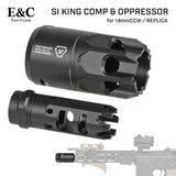 【 E&C 製 】14mm 逆ネジ対応 SI KING COMP コンペンセイター & OPPRESSOR ブラストシールド レプリカ セット QDシステム ブラストダイバータ アルミ合金製