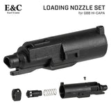 【 E&C 製 】ハイキャパ5.1 シリーズ用 ローディングノズル 内部パーツセット (樹脂フローバルブ、スプリング、バルブストッパー付き）ポリマー製