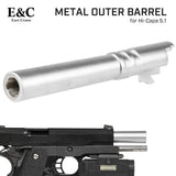【 E&C 製 】 GBB ハイキャパ シリーズ対応 メタル アウターバレル 11mm正ネジ(メス)搭載 亜鉛合金製 ステンレスシルバー