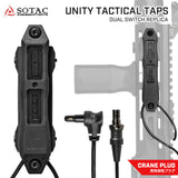 ★実物レーザープラグ搭載★【 SOTAC製 】UNITYタイプ TAPS デュアル リモートスイッチ 2プラグ2スイッチ (SF系プラグ & クレーンプラグ) 20mmレール / M-LOK / KeyMod 対応
