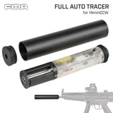 【 FMA 製 】 14mm逆ネジ 対応 フルオートトレーサー サイレンサー Gen.2 LEDストロボ内蔵 レッド/グリーン 蓄光BB弾 対応 アルミ合金製 BK ブラック