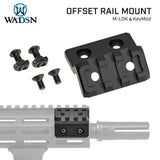 【WADSN製】 M-LOK & KeyMod 両対応 オフセット 20mmレイルマウント オフセットマウント 3スロット アルミ合金製 / BK ブラック WD02003-BK