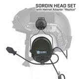 【 WADSN 製 】 MSAタイプ SORDIN ミリタリーヘッドセット ＆ ヘルメットアダプター セット (ミリタリープラグ) トランシーバー接続可能 / OD